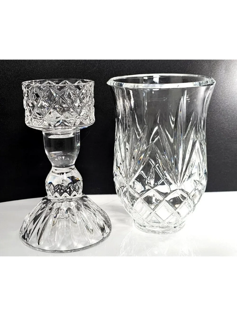 Block Cut Crystal Candle Hurricane Lamp 13